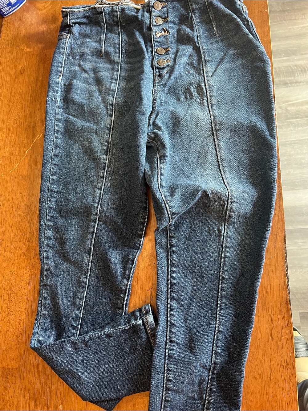 No Boundaries High-Rise Dark Blue Button-Fly Jeans